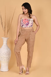 WOOD YELLOW DENIM COTTON PANTS - SKYTICK